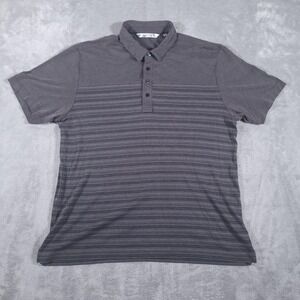 TravisMathew Polo Shirt Mens XL Gray Striped Short Sleeve Golf Casual Soft